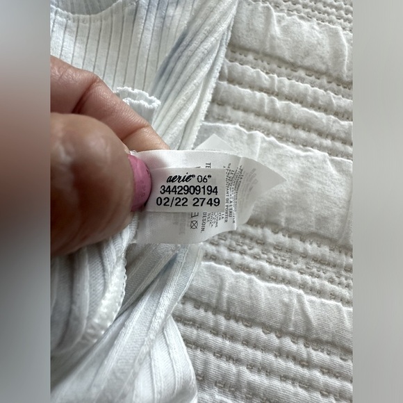 Aerie Blue and White Tie Dye Ribbed Sleeveless Crop Top Size XS - Picture 10 of 12